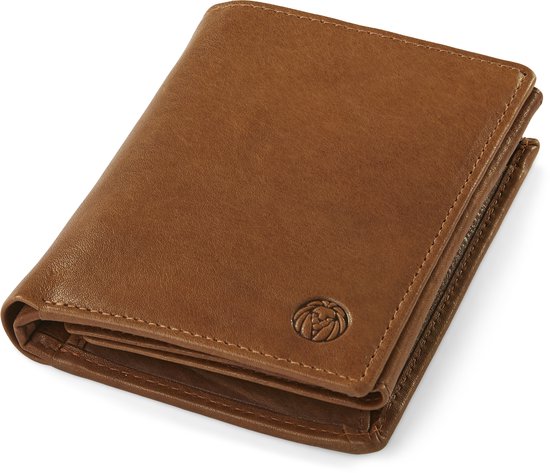 Portefeuille en cuir brun havane vintage anti-RFID Cambodia