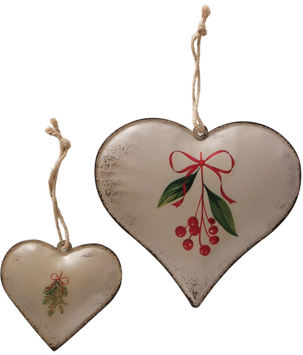 Boltze Home decoratie hanger hart set van 2 vintage kerst.