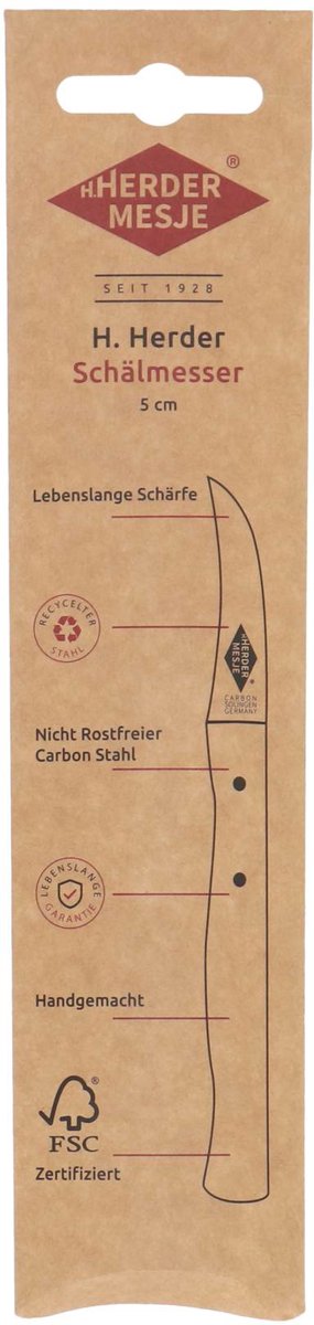 H.Herder - Carbon Schilmes - Gebogen 5cm Lemmet - Vlijmscherp - FSC beukenhout - Levenslang Scherp