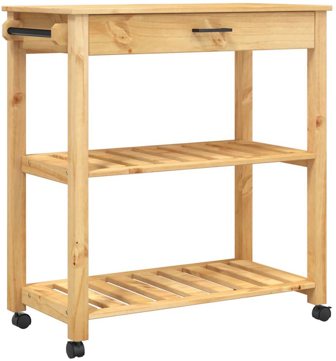 vidaXL - Keukentrolley - MONZA - 84x40x88,5 - cm - massief - grenenhout