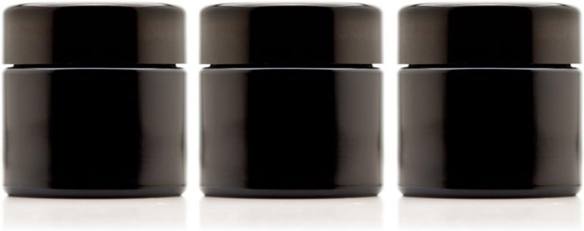 Set van 3 Zwarte Glazen Potjes met Schroefdop - 100 ml Navulbaar