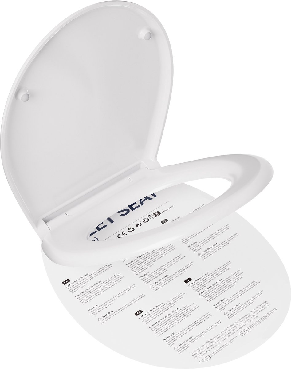 Anycee Max WC-bril O Vorm - Toiletbril Wit met deksel - Softclose - Easy Clean functie - Belastbaar tot 150 kg - Toiletzitting