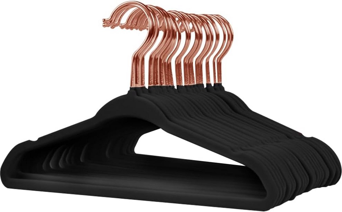 32 Stuks Baby Kleerhangers Fluweel Antislip Zwart met Inkepingen