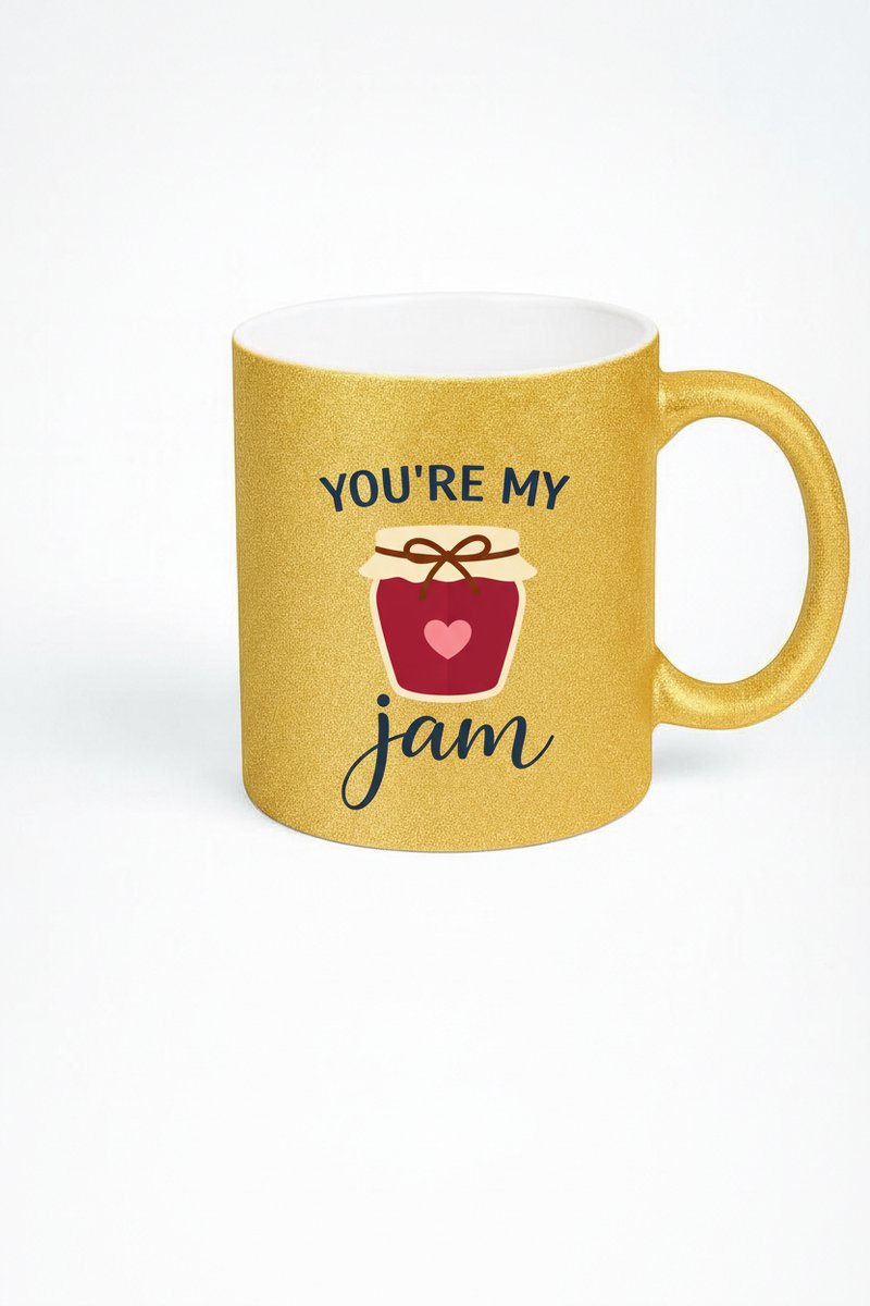Gouden Glitter Mok 'You're My Jam' - Romantisch Cadeau Liefdesbeker