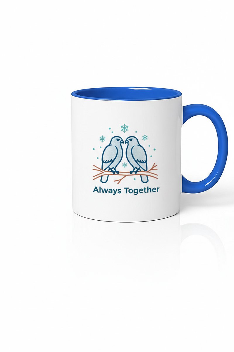 Mok 'Always Together' met Lieve Vogels & Sneeuwvlokken - Romantisch Cadeau voor Koppel