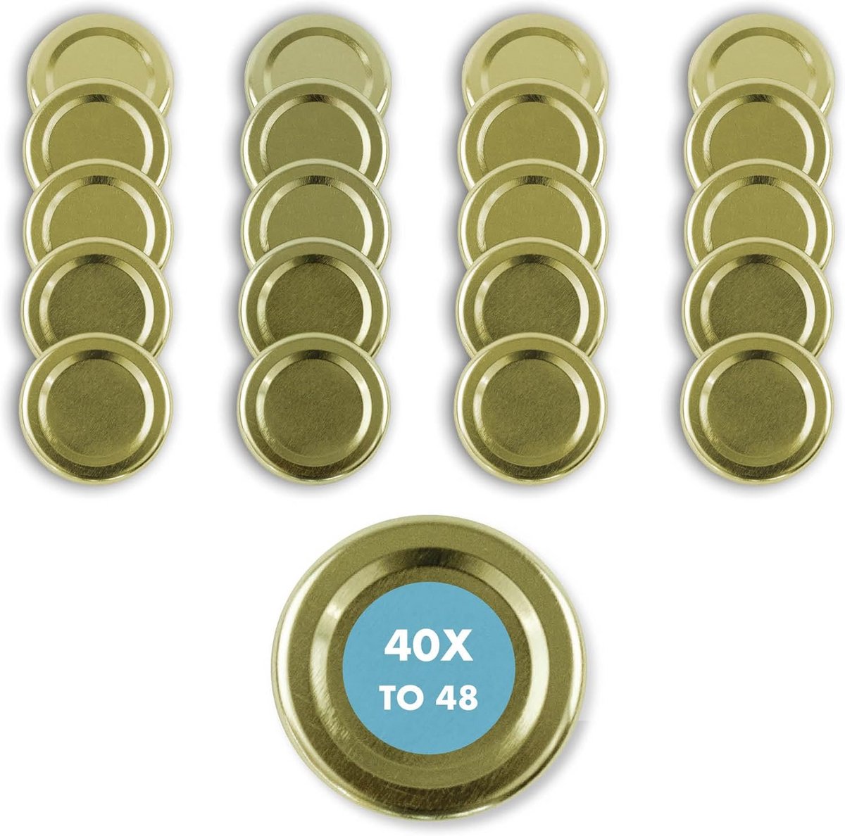 40 Stuks Twist-Off Deksel 48mm voor Jampotten en Bewaarglazen