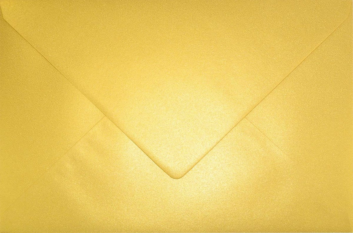 C5 Enveloppen Parelmoer Goud 162x229mm Metallic Puntflap zonder Venster voor Luxe Uitnodigingen en Kaarten