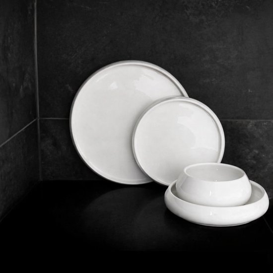 Glozini Tokyo - Service de table - 24 pièces - Porcelaine - 6 personnes - Blanc