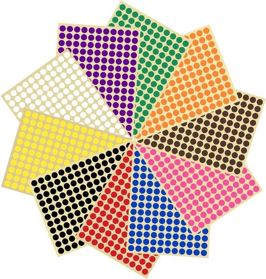 1050 STKS Kleurcodering Etiketten Cirkel Dot Stickers,10 Kleur Stijl Kleurrijke Codering Label Sticker voor Kantoor, Student Klaslokaal