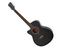 Single Cutaway Linkshandige Akoestische Gitaar van Gear4music, Zwart
