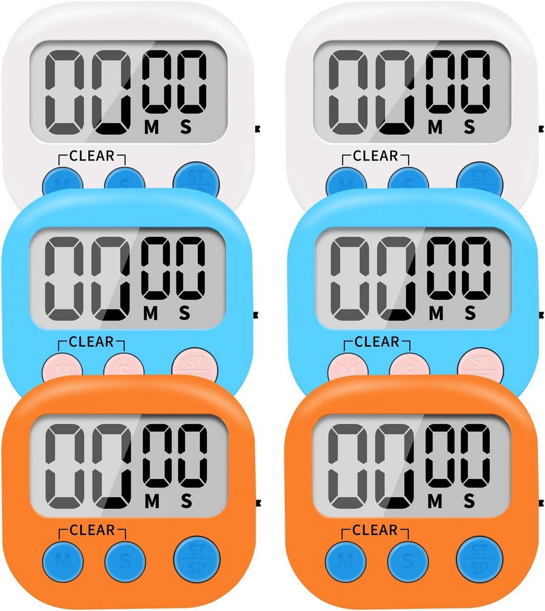 6 Stuks Digitale Kookwekker Set Magnetisch Met Aan/Uit Schakelaar