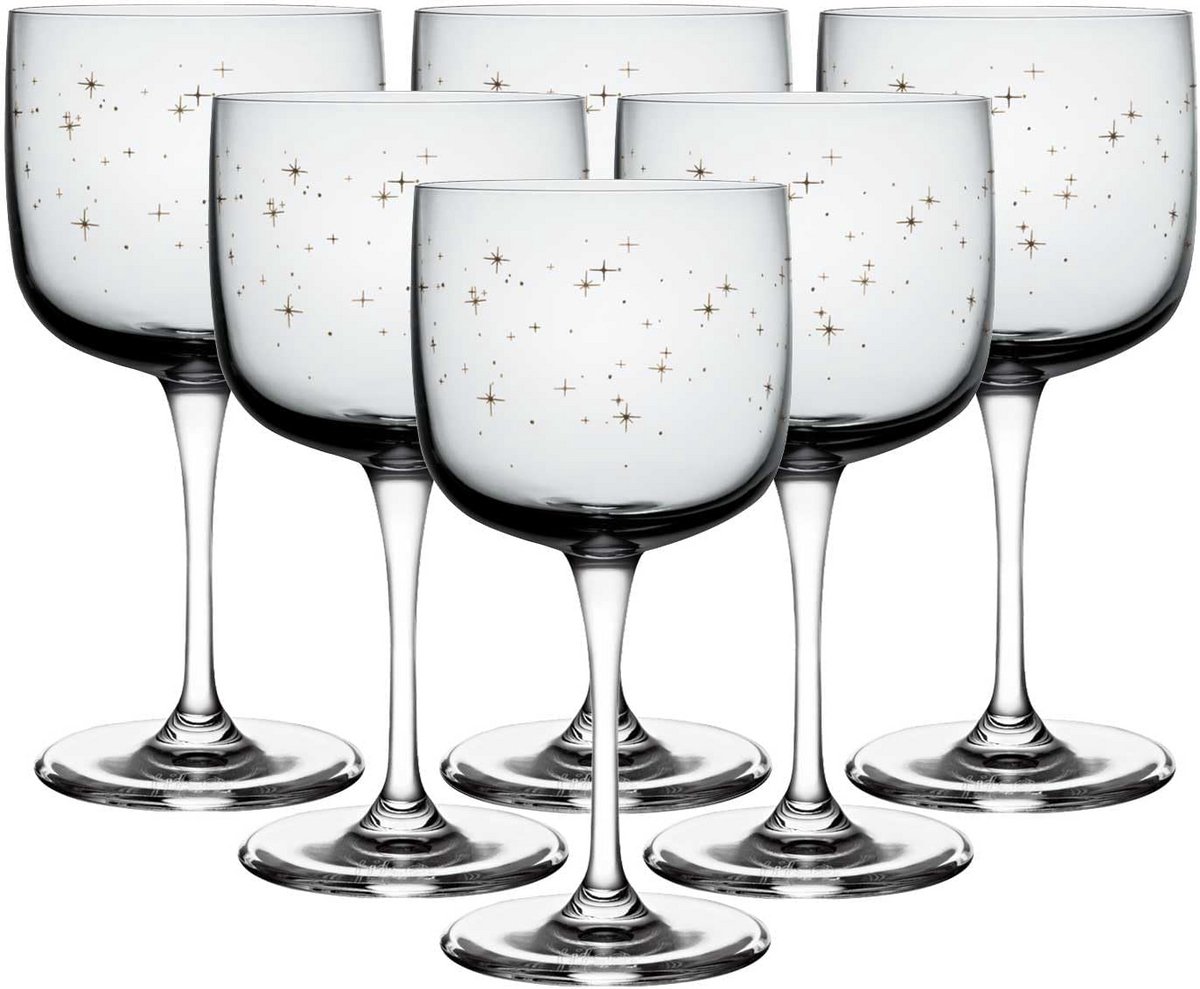 Set van 6 Wijnglazen Kerst Ster Decoratie Kristalglas 350 ml Feestelijk Wijn Servies