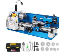VEVOR Precisie Tafelmodel Mini-metaalfreesmachine, Draaibank 550 W, Draaibankboor met Variabele Snelheid, Draaibank, Nylon Tandwiel met 50-2500 Rpm En Bewegende Lamp