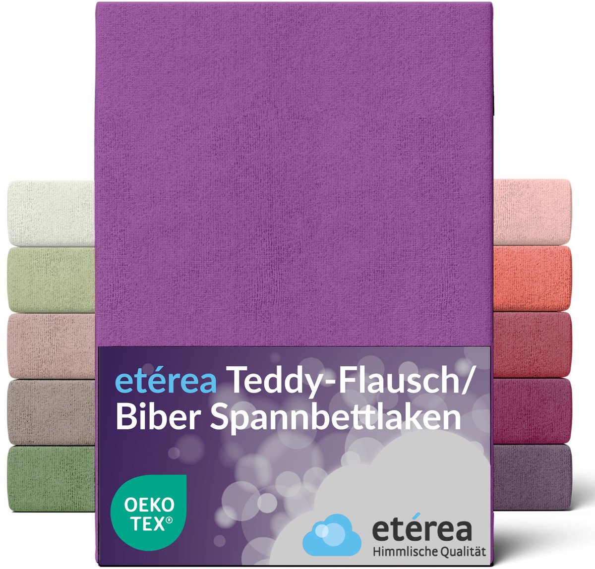 etérea Teddy pluizig Hoeslaken 140x200 - 160x200 cm - 80% Katoen 20% Polyester - Paars