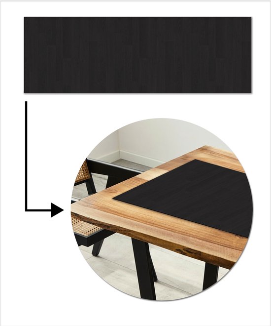 Chemin de table 150x50 cm - Tapis de table en vinyle - Zwart - Motifs - Décoration de table - Décoration de Cuisine