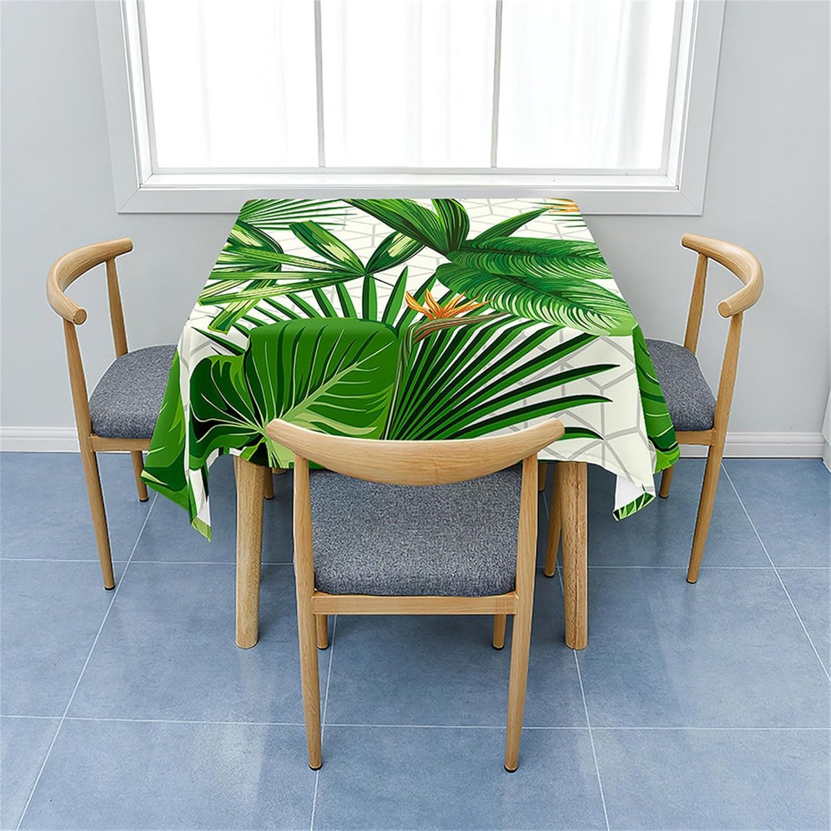 Vierkant Tafelkleed Strelitzia Print - Spatwaterdicht & Afwasbaar voor Binnen en Buiten