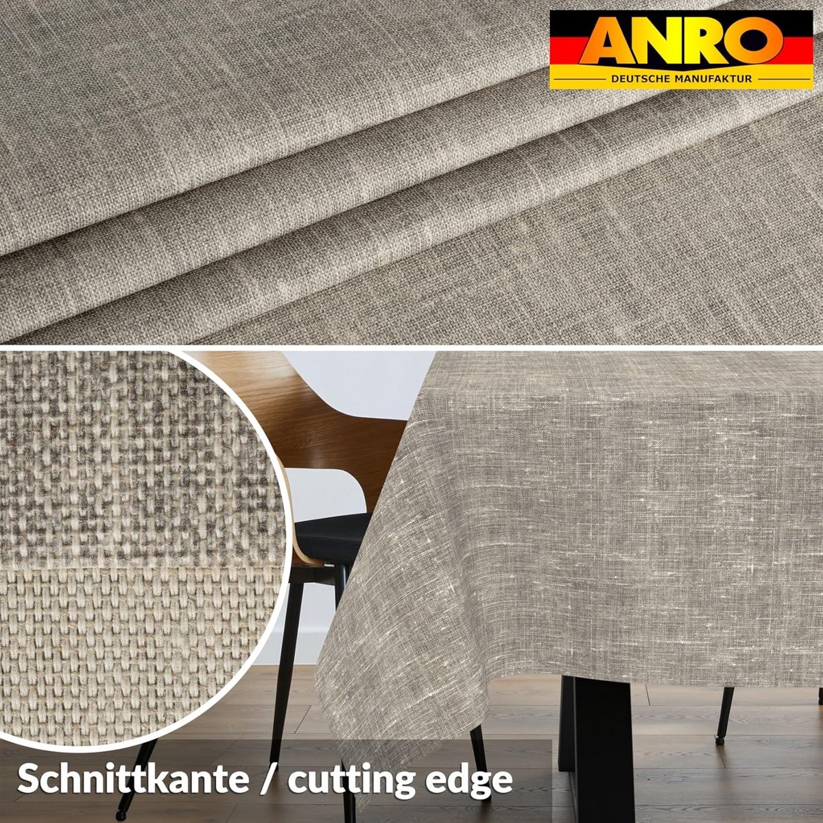 Waterafstotend Tafelkleed Grijs Linnenlook Katoen Wasbaar 280x140 cm