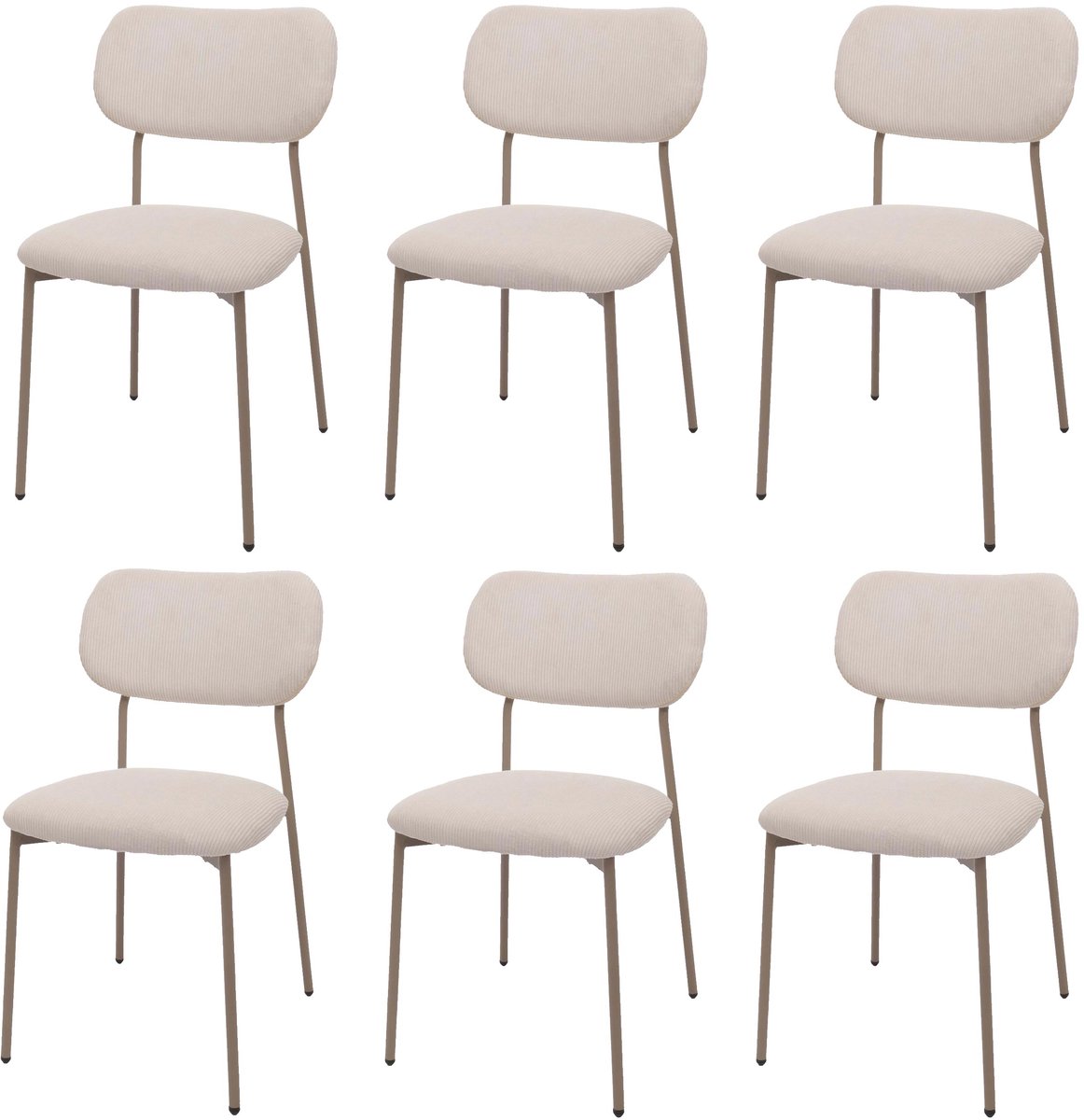Set van 6 eetkamerstoelen MCW-O26, keukenstoel Gestoffeerde stoel Stoel, corduroy (330 g/m²) Stof/textiel Metaal ~ beige
