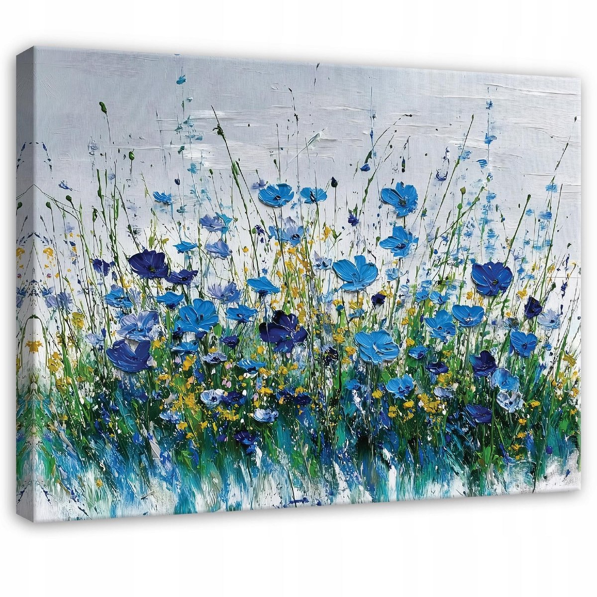 WALLARENA Schilderij op canvas - 60x40 cm - bloemen abstracte veld patroon - Geschikt voor slaapkamer, woonkamer, keuken Veelkleurig