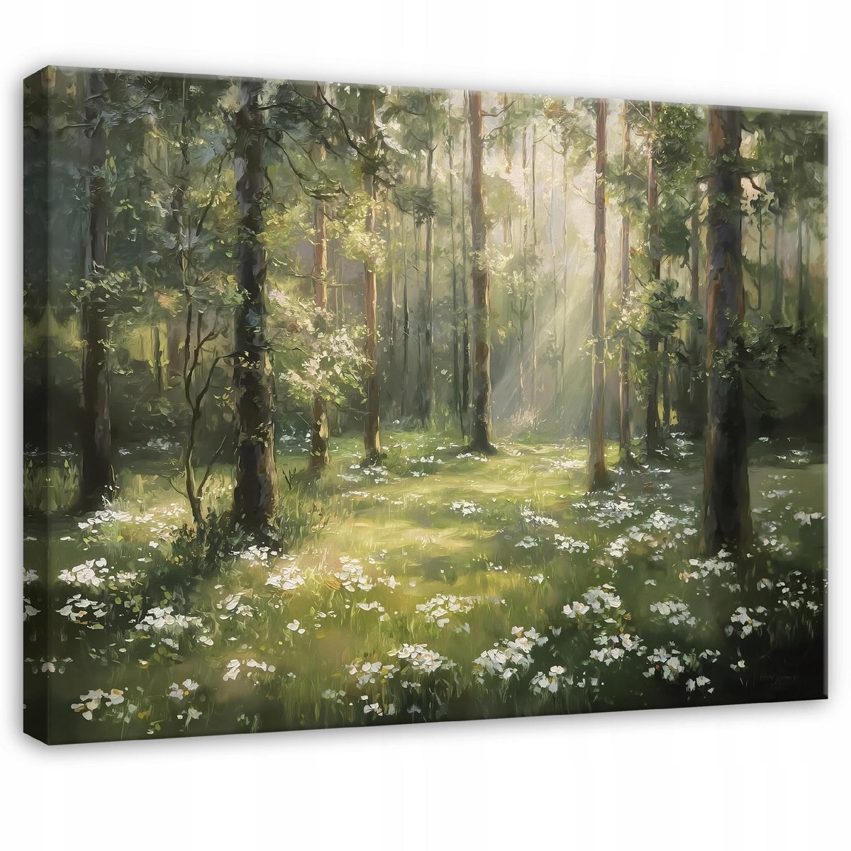 WALLARENA Schilderij op canvas - 60x40 cm - Bos landschap natuur - Geschikt voor slaapkamer, salon, keuken Veelkleurig