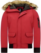 Veste d'hiver courte Enos homme - Avec col en fausse fourrure - Rouge - Taille: L