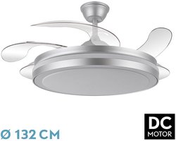 Grote Plafondventilator met Licht en Afstandsbediening, Zilver