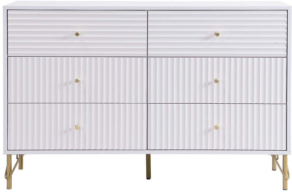 Vente-unique Commode met 6 lades - Wit - LOUREO