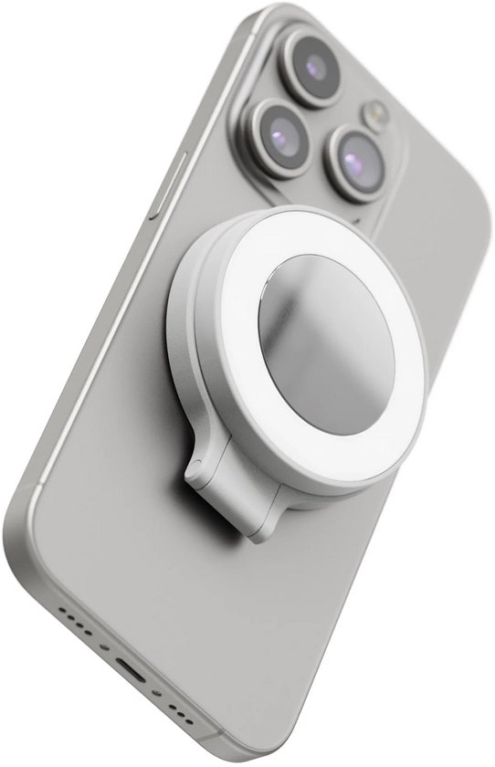 Shiftcam SnapPocket Light – Ingebouwde spiegel voor laatste controles – Omklapbare magnetische bevestiging – Ultra-draagbaar en omklapbaar LED-licht - Grijs