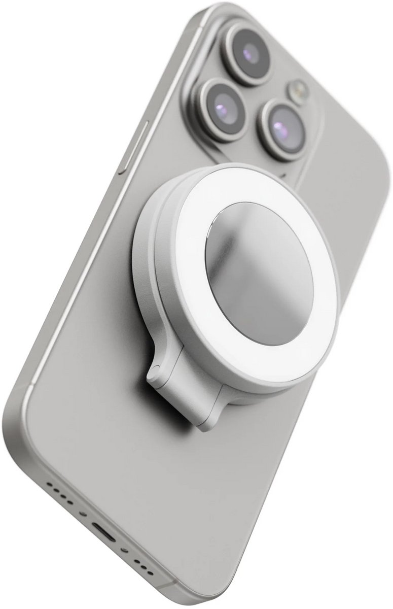 Shiftcam SnapPocket Light – Ingebouwde spiegel voor laatste controles – Omklapbare magnetische bevestiging – Ultra-draagbaar en omklapbaar LED-licht - Grijs
