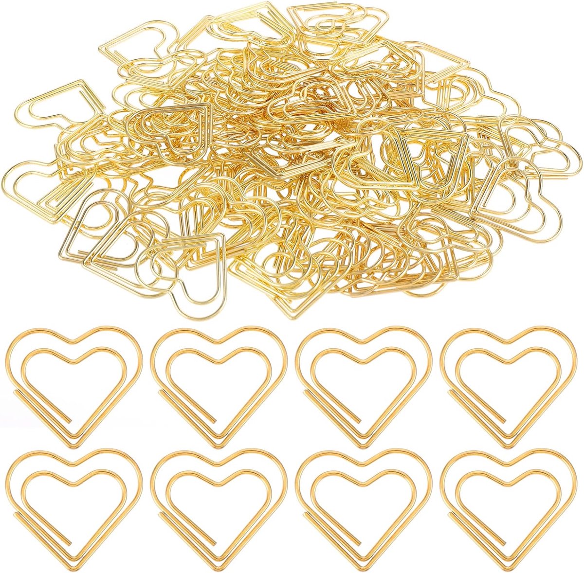 100 Stuk Hartvormige Paperclips voor Decoratieve Bruiloften - Postkaarten - School - Kantoor - Benodigdheden