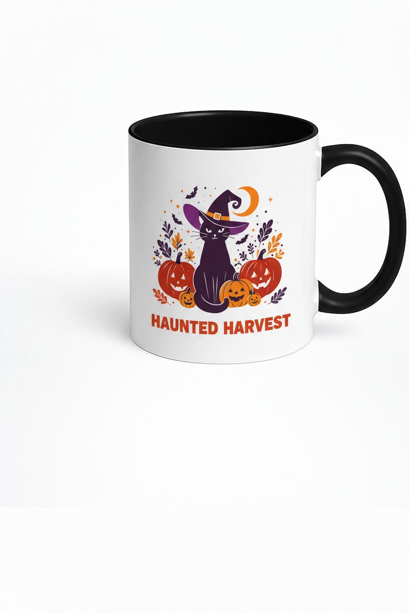 Halloween Mok Haunted Harvest Zwarte Kat Heks