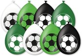 LUQ – Voetbal Latex Ballonnen – 8 Stuks – Groen-Zwart-Wit – Football Feest Decoratie – Party Versiering – Helium Ready