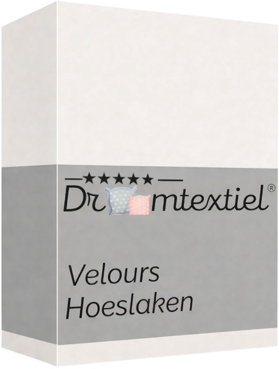 Droomtextiel Velours Hoeslaken Creme- 160x200 cm