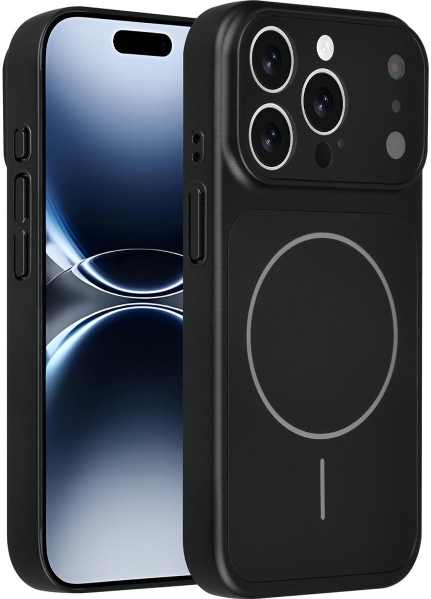 AG Matte Glass iPhone 15 Pro Backcover hoesje - Magsafe full protection cover - Zwart