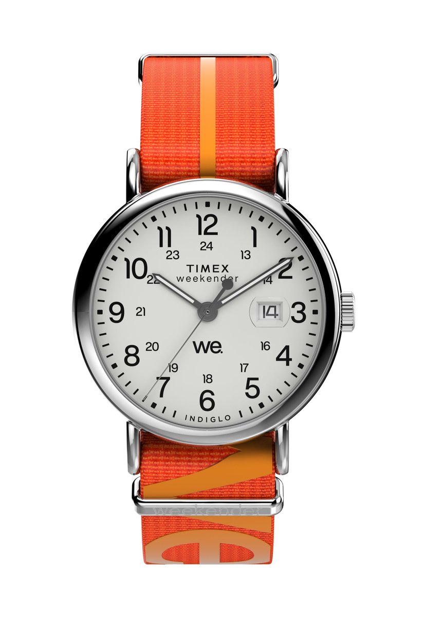Timex Timex Weekender Quartz Analoog Horloge Oranje Behuizing Gemaakt Van 100% Low Lead Brass En Een Armband 100% Fabric 20 mm TW2W99500AJ, TW2W99700AJ