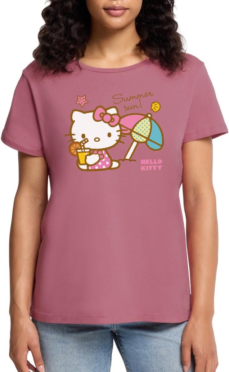 Hello Kitty Op Het Strand Onder Een Zonnescherm Premium T Shirt Dames