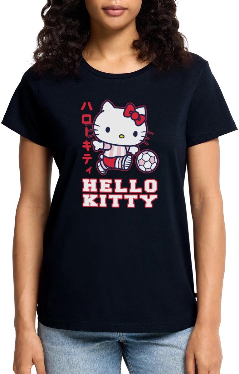 Hello Kitty Speelt Voetbal Premium T Shirt Dames