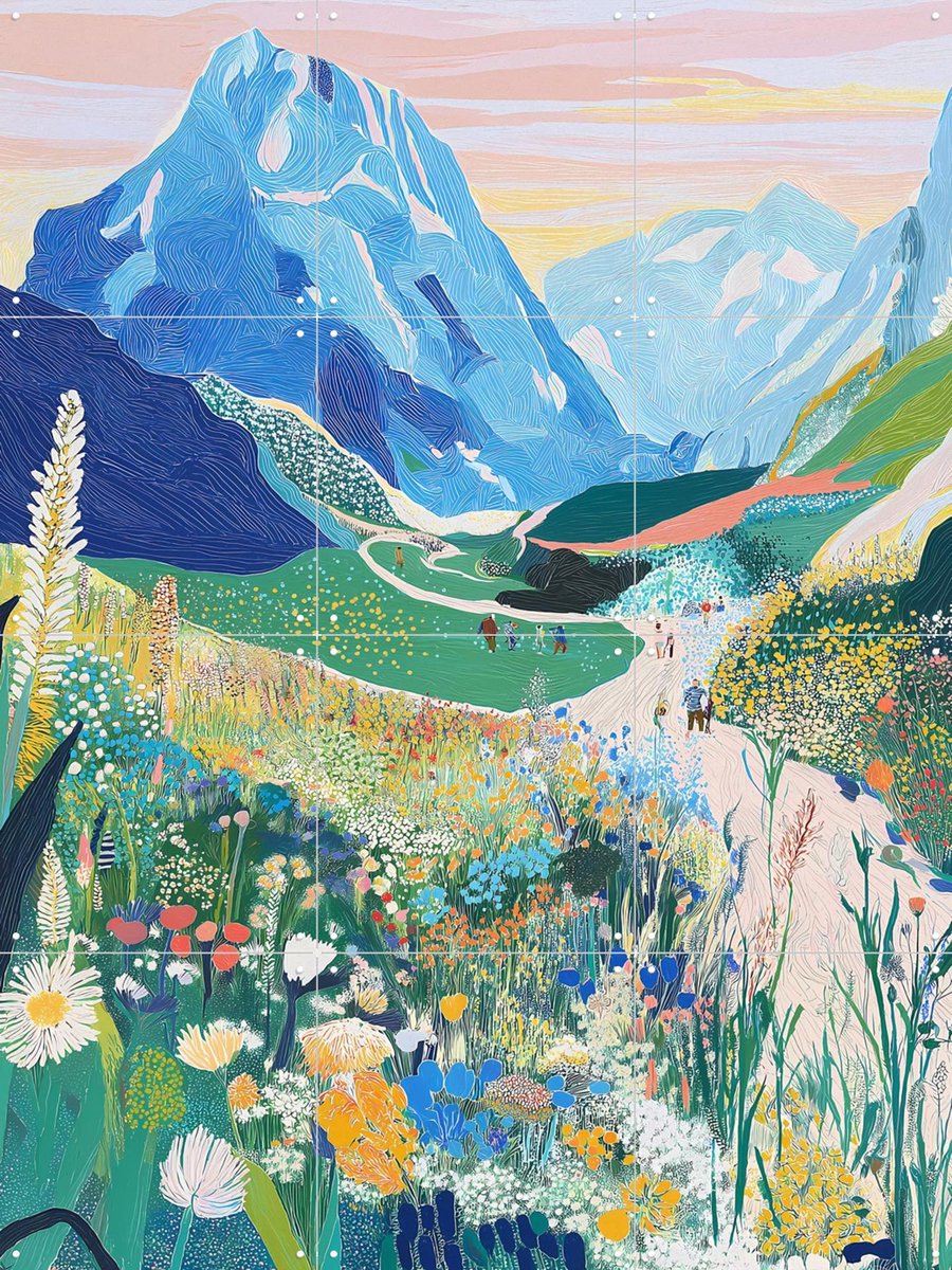 IXXI Alpine Bloom, Artclaud - 60 x 80 cm - Gratis ophangtool - Grote wanddecoratie en posters - Kleurrijk, Illustraties, Woonkamer, Natuur