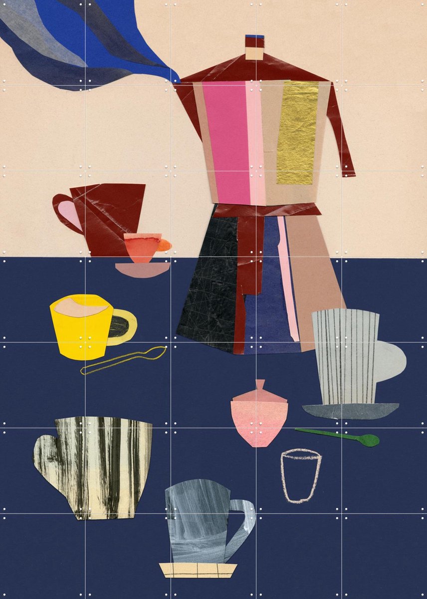 IXXI Espresso 2, Signorinah - 100 x 140 cm - Gratis ophangtool - Grote wanddecoratie en posters - Illustraties, Vintage, Gemengde Technieken, Collage