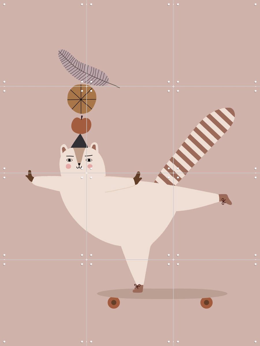 IXXI Bearsquirrel, Little Otja - 60 x 80 cm - Gratis ophangtool - Grote wanddecoratie en posters - Illustraties, Cartoonesk, Fantasierijk, Speels