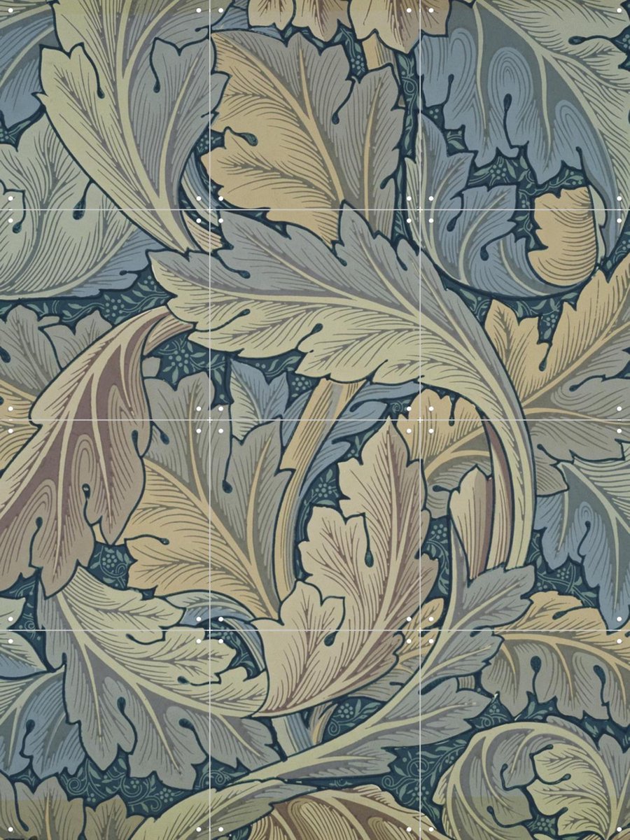 IXXI Acanthus blue, William Morris & Victoria and Albert Museum - 60 x 80 cm - Gratis ophangtool - Grote wanddecoratie en posters - Vintage