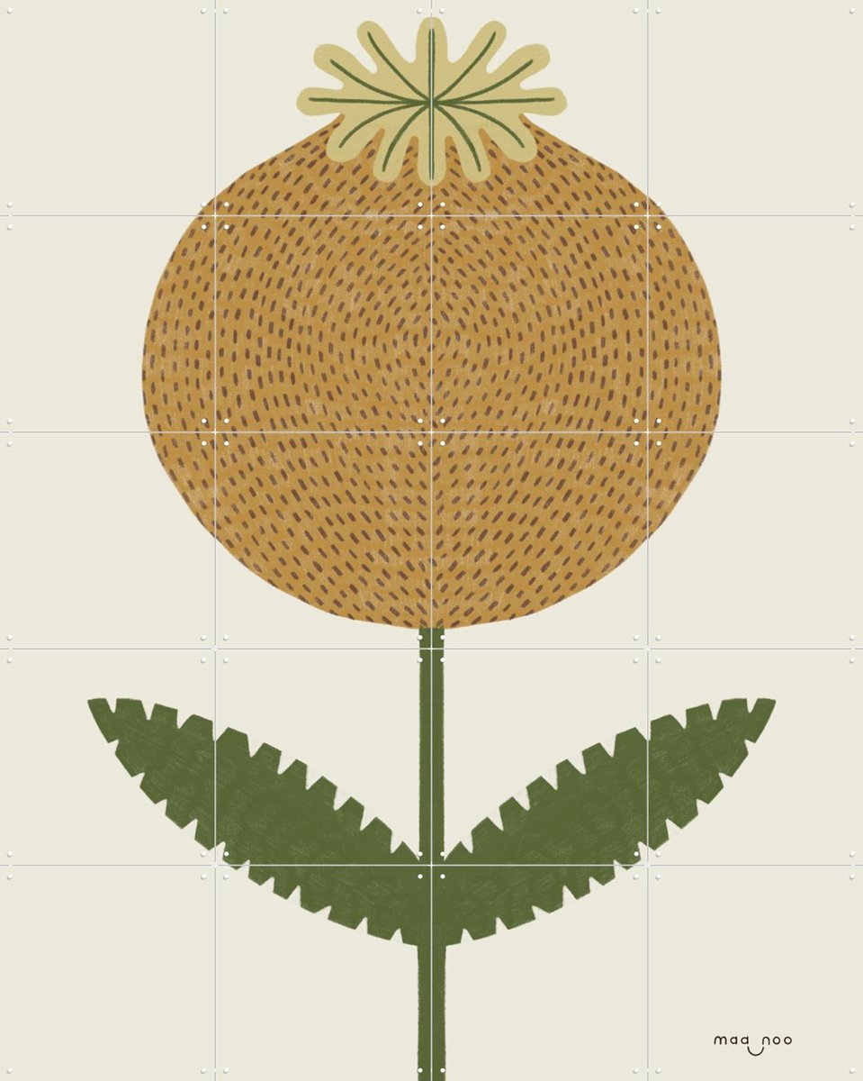 IXXI Poppy, Maa-noo - 80 x 100 cm - Gratis ophangtool - Grote wanddecoratie en posters - Grafisch Ontwerp, Illustraties, Minimalisme, Speels