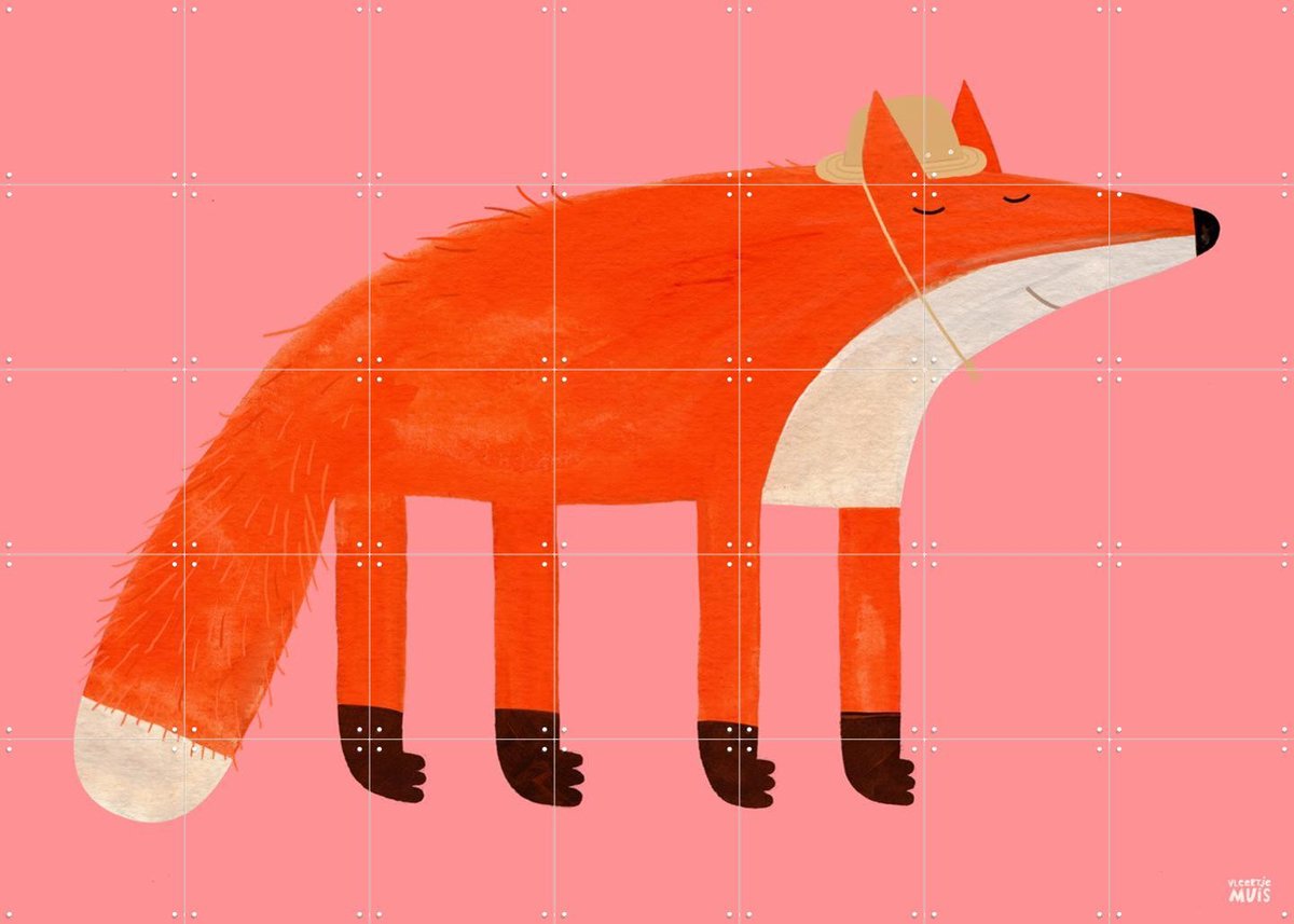 IXXI Vosje, Aniek Bartels - 140 x 100 cm - Gratis ophangtool - Grote wanddecoratie en posters - Cartoonesk, Illustraties, Kleurrijk, Digitale Kunst