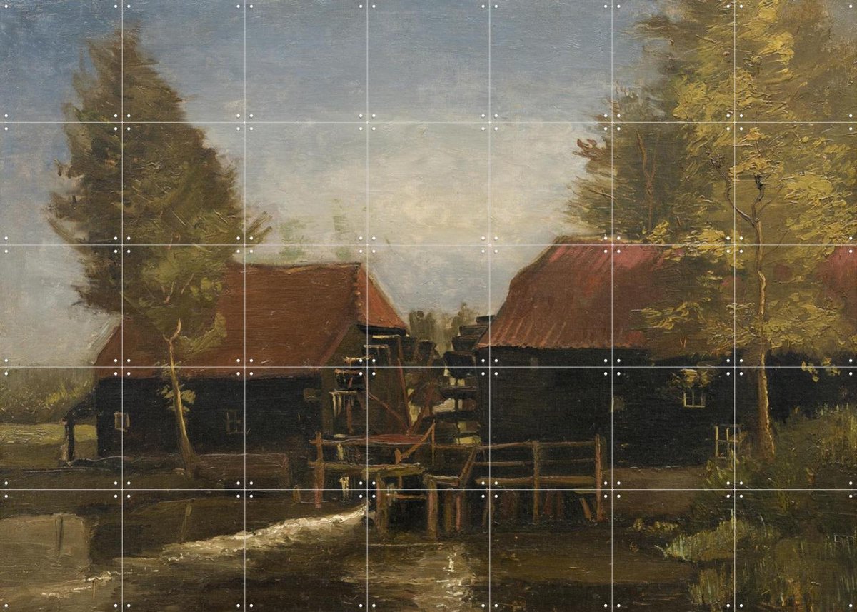IXXI De Collse watermolen, Vincent van Gogh (1853 - 1890) & Het Noordbrabants Museum - 140 x 100 cm - Gratis ophangtool - Grote wanddecoratie en