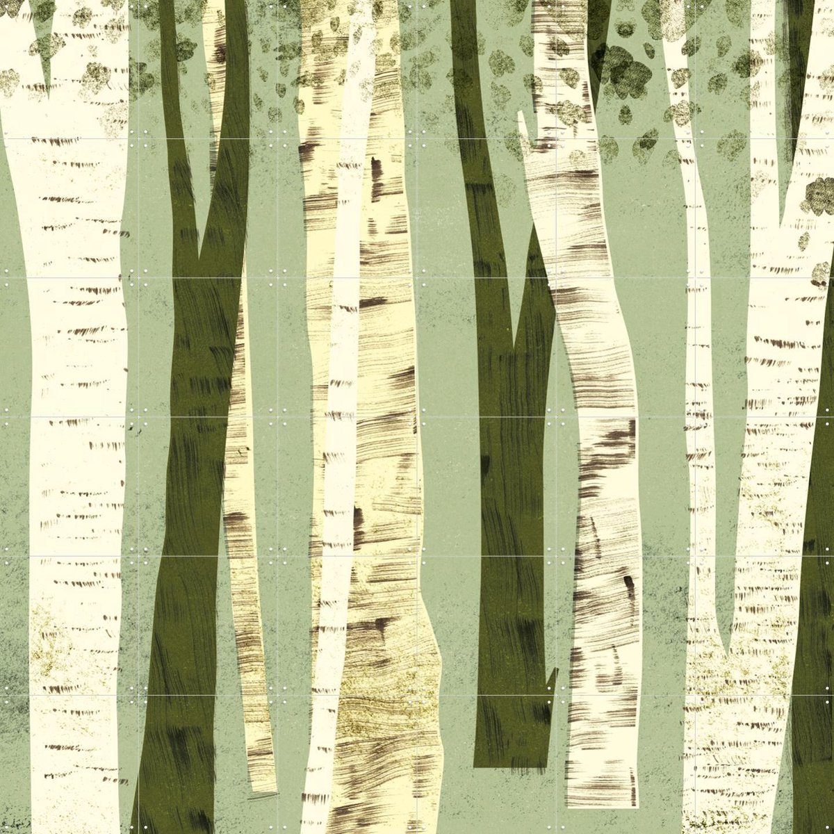 IXXI Forest Mint, Lotte Dirks - 120 x 120 cm - Gratis ophangtool - Grote wanddecoratie en posters - Illustraties, Minimalisme, Grafisch Ontwerp