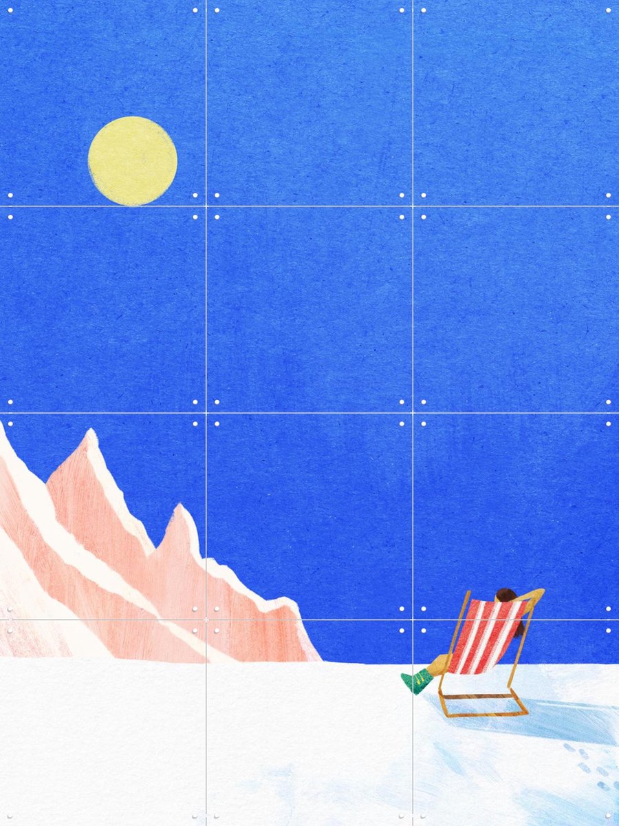 IXXI Last Sun on the Mountain, Henry Rivers - 60 x 80 cm - Gratis ophangtool - Grote wanddecoratie en posters - Illustraties, Speels, Grafisch