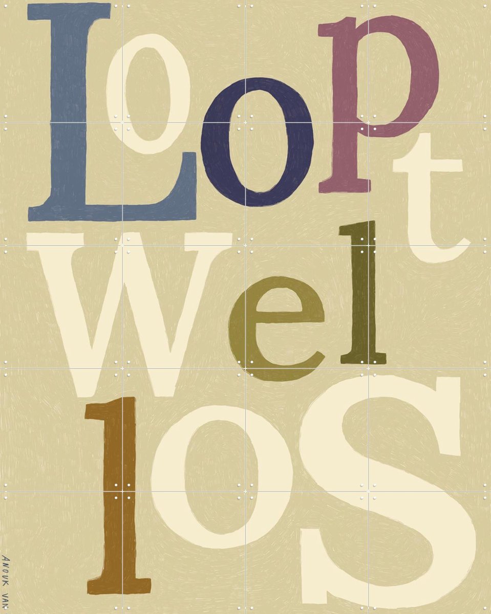 IXXI Loopt Wel Los, Anouk van Cleef - 80 x 100 cm - Gratis ophangtool - Grote wanddecoratie en posters - Illustraties, Typografie, Minimalisme