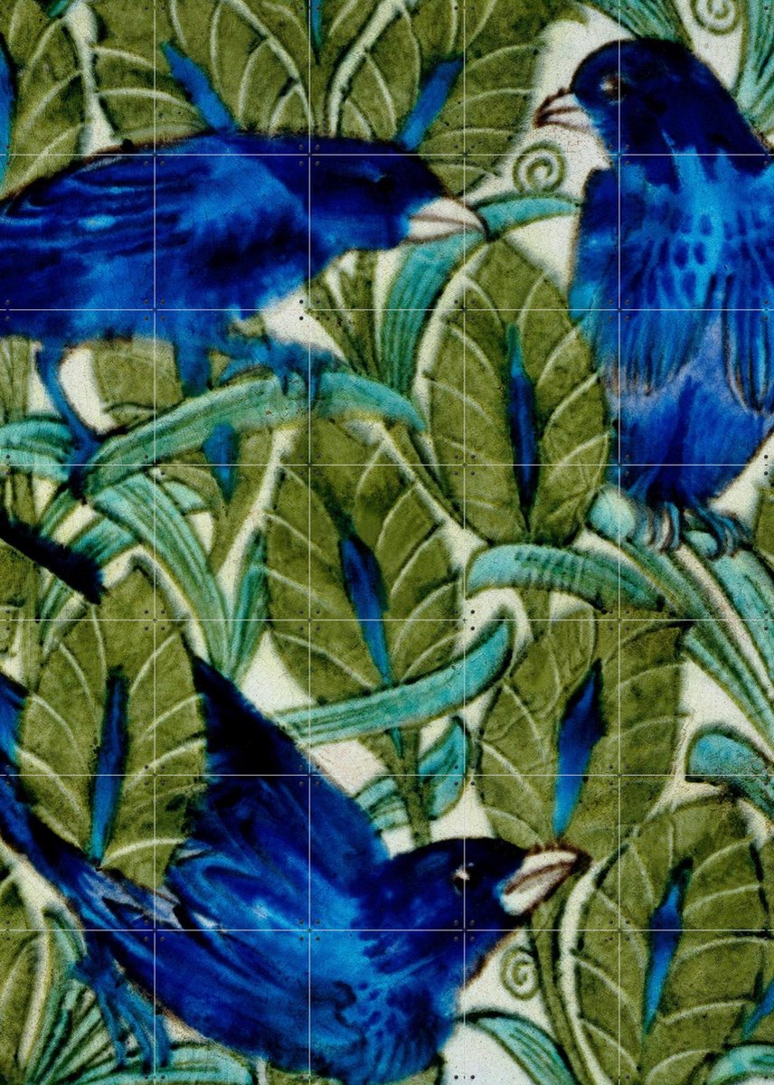 IXXI Ten Inch Birds, William de Morgan & British Museum - 100 x 140 cm - Gratis ophangtool - Grote wanddecoratie en posters - Illustraties, Kleurrijk