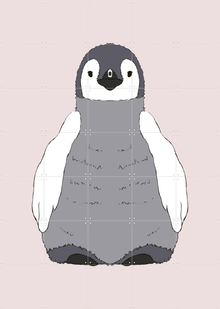 IXXI Baby Pinguin, BAINAI - 100 x 140 cm - Gratis ophangtool - Grote wanddecoratie en posters - Illustraties, Cartoonesk, Speels, Kinderkamer