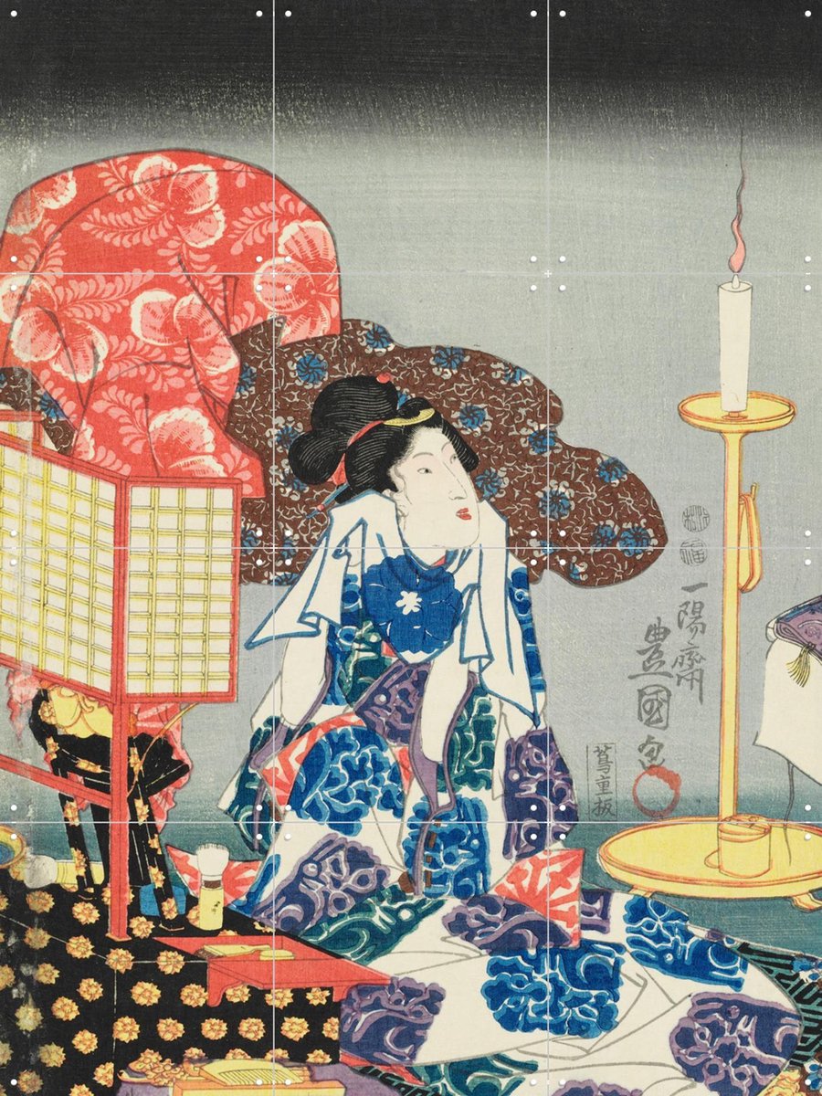 IXXI Fashionable brocade patterns of the Imperial palace 1, Utagawa Kuniyoshi & Victoria and Albert Museum - 60 x 80 cm - Gratis ophangtool - Grote